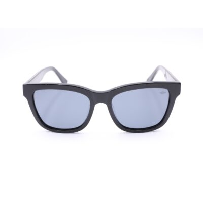 Sunglasses Model HS644, black color, dark gray lenses, acetate frame, wayfarer shape, men's design, arm length 145mm, bridge size 17mm, lens size 53mm.