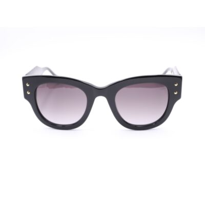 Sunglasses model H0222/S, black color, black lens, acetate, cat eye shape, women's, 145 mm arm, 24 mm bridge, 49 mm lens size