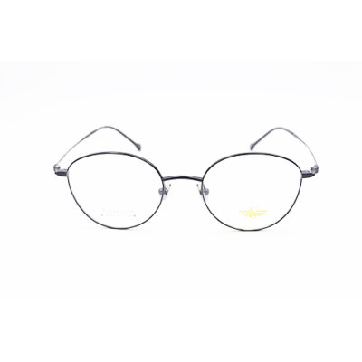Eyeglasses Model A0469, black color, metal frame, round shape, unisex, arm length 145mm, bridge size 19mm, lens size 50mm.